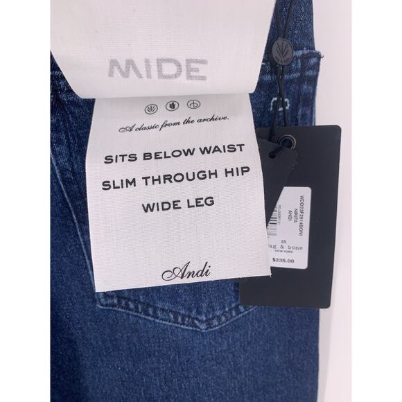 NWT Rag & Bone Dark Wash Andi High Waist Wide-Leg Jeans 25 - Picture 6 of 16